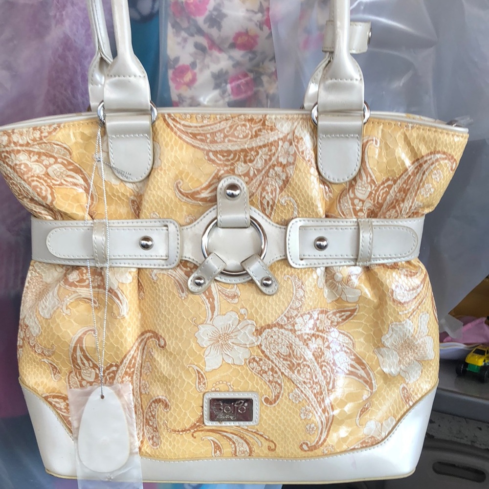 Beijo Yellow and White Floral Shoulder Bag